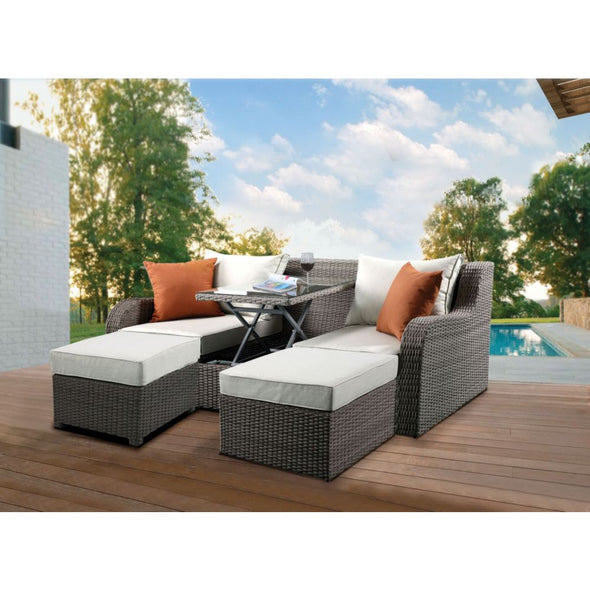Salena Patio Sofa with Two Ottomans