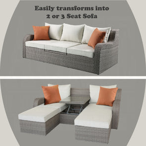 Salena Patio Sofa with Two Ottomans