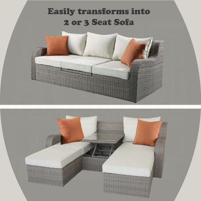 Salena Patio Sofa with Two Ottomans