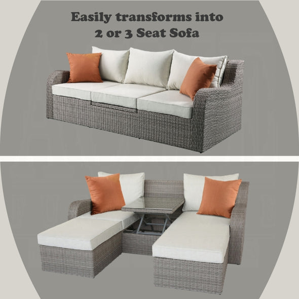 Salena Patio Sofa with Two Ottomans