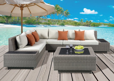l shaped patio furniture umbrella Salena Patio L shape Sofa & Ottoman – PLETHORASHOME