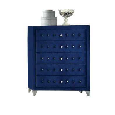blue velvet dresser Sophia Blue w/Dresser 4 PC Bedroom Collection
