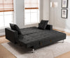 BLACK Tufted Linen Fabric REVERSIBLE Sectional Sofa Bed