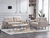 BEIGE Linen Stationary Tufted Back Living Room SET