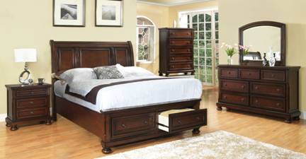 Cecilina 5 Pcs Dark Walnut Finish Bedroom Set