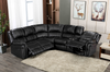 BLACK PU Power Reversible Recliners Sectional Sofa w/ USB