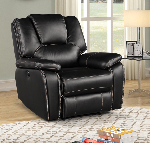 BLACK Power Recliner Soft Polyester Recliner
