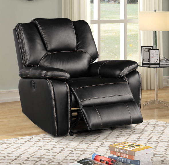 BLACK Power Recliner Soft Polyester Recliner